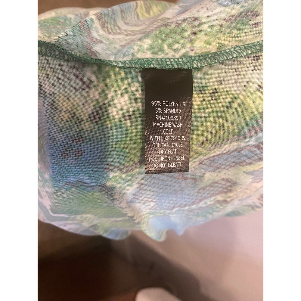 Coldesina Green Snake Print Asymmetrical Cape Sleeve Mini Dress Size L NEW - Picture 9 of 10